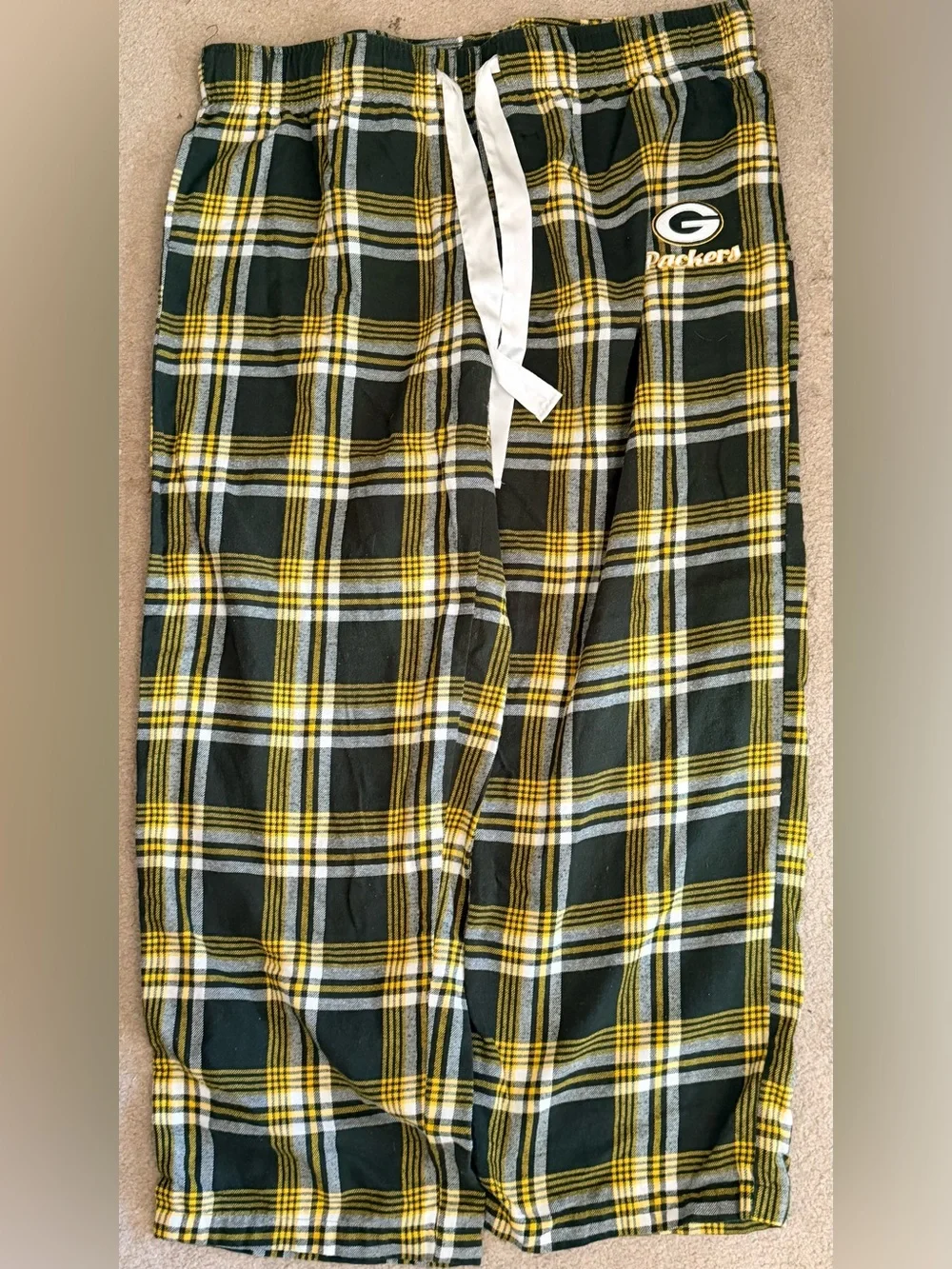 Women’s NFL Green Bay Packers Logo Flannel Pajama Pants w/ Tie Sz XL
